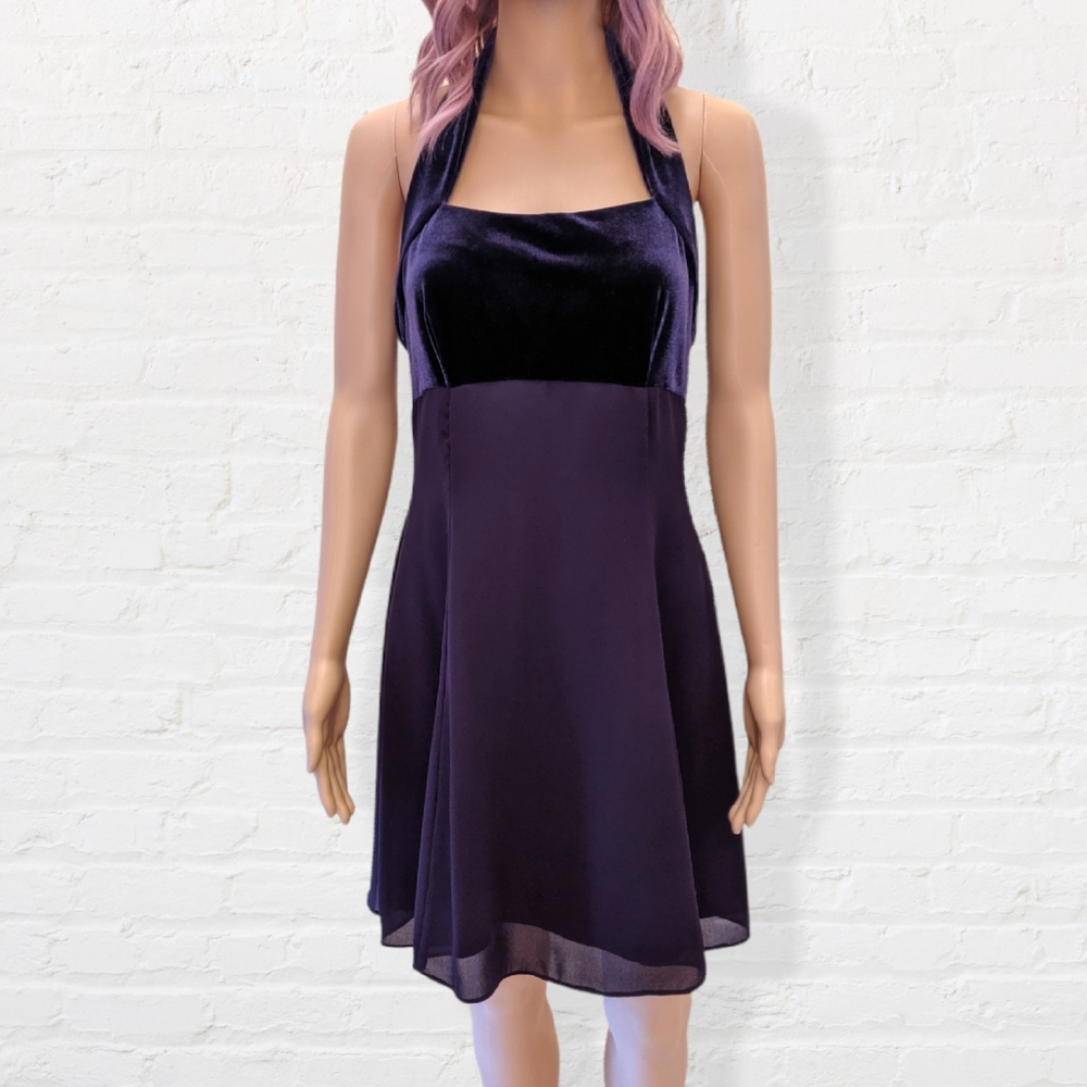 Vintage Aspeed Velvet Halter Cocktail Dress Sz M
